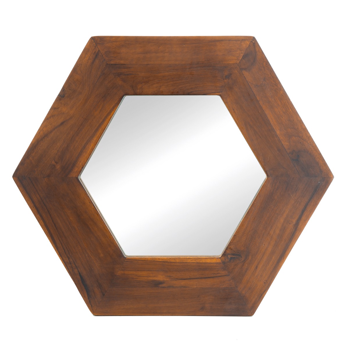 Artekko Mirror Καθρέφτης Τοίχου από Ξύλο Teak MDF Καφέ (47x47x1.9)cm