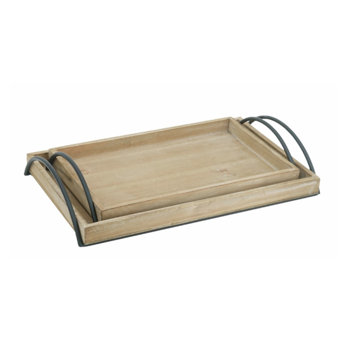 Artekko Tray Διακοσμητικός Δίσκος MDF/Μέταλλο Μπεζ/Μαύρο (49x31x9)cm Σετ/2