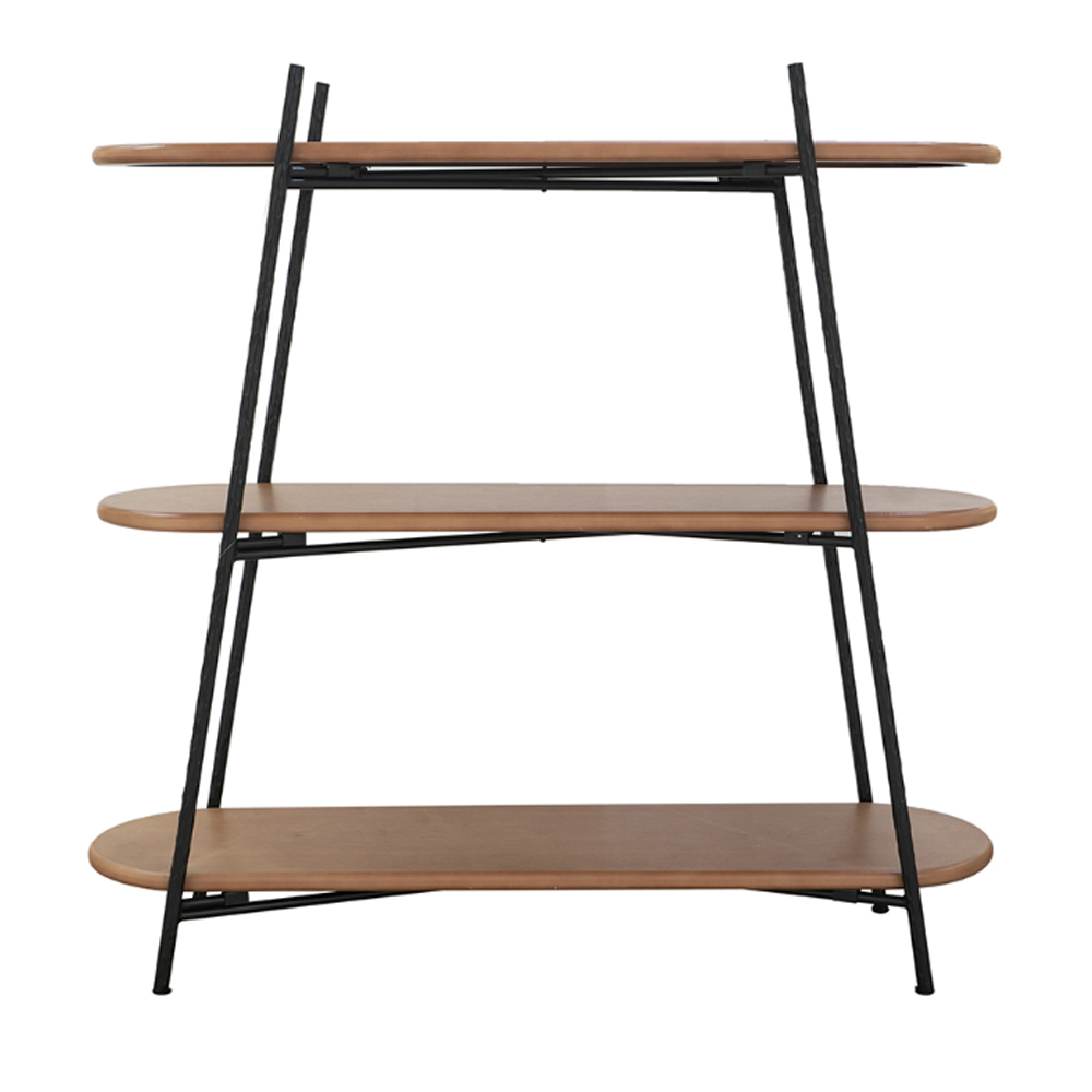 Artekko Shelf Ραφιέρα Βιβλιοθήκη 3 Επιπέδων MDF Μέταλλο Καφέ Μαύρο (108x35.5x107)cm