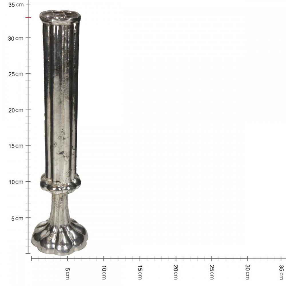 Βάζο ArteLibre Φλάουτο Χειροποίητο Ασημί Γυαλί 8.5x8.5x33cm