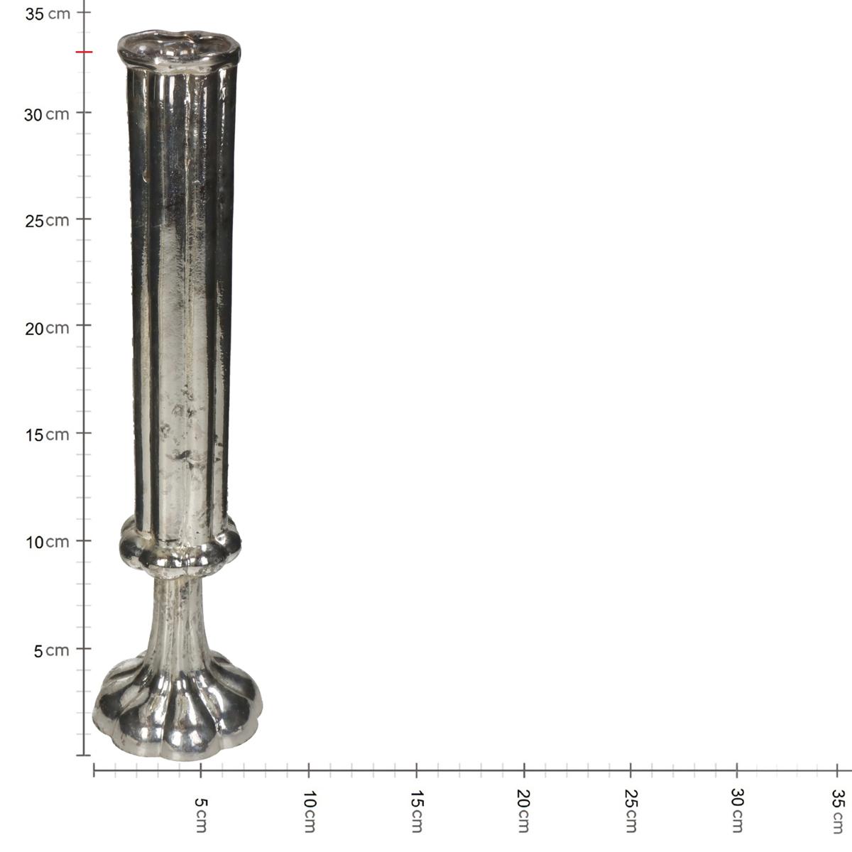 Βάζο ArteLibre Φλάουτο Χειροποίητο Ασημί Γυαλί 8.5x8.5x33cm