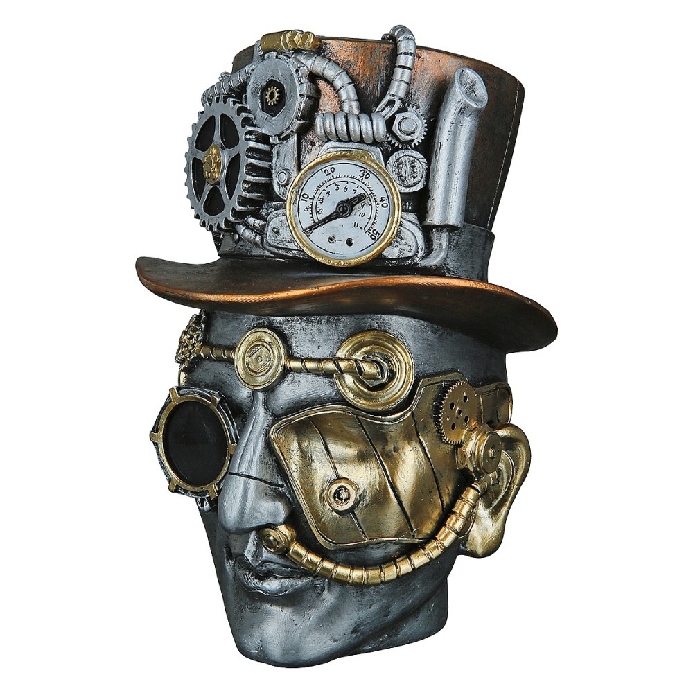 Διακοσμητικό ArteLibre Steampunk Ανδρικό Πρόσωπο Ασημί Polyresin 18x16x20cm