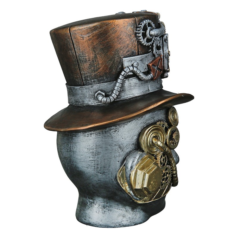 Διακοσμητικό ArteLibre Steampunk Γυναικείο Πρόσωπο Ασημί Polyresin 18x16x20cm