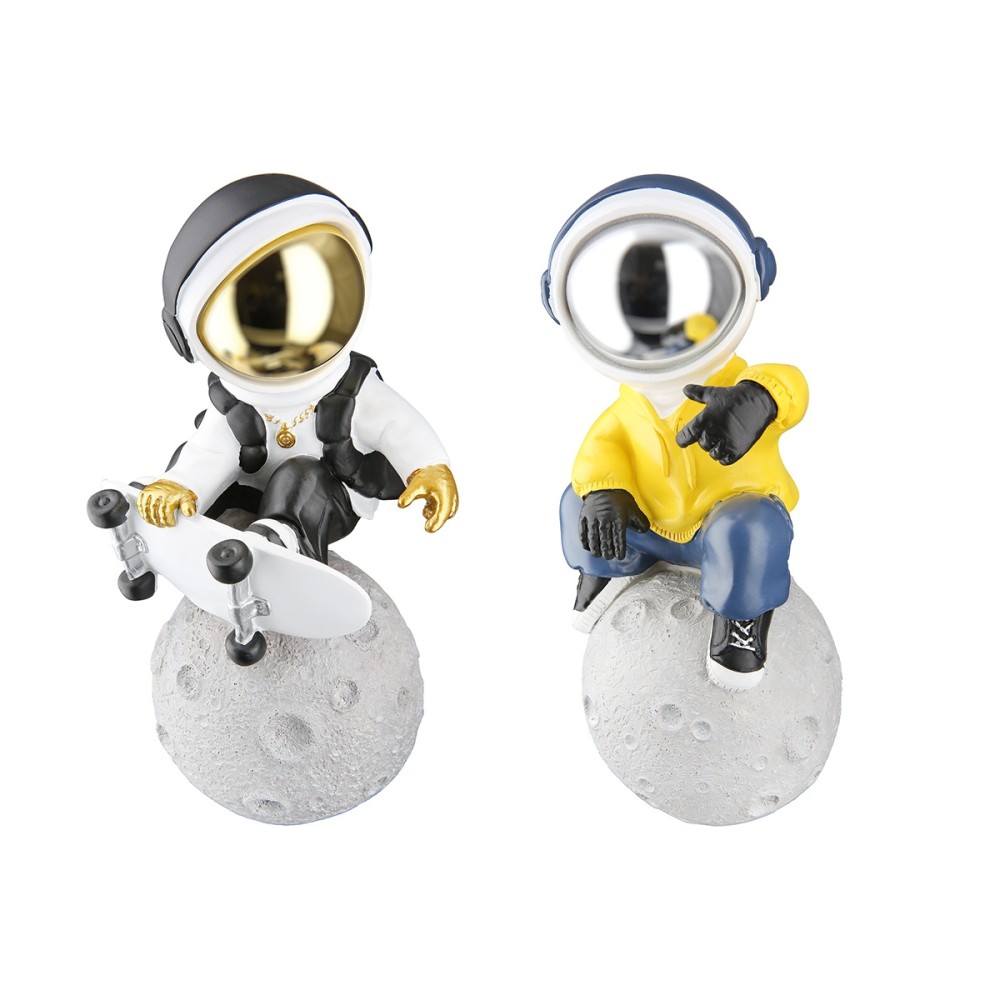 Φιγούρα Astronaut "Apollo" Πολυρεζίνη Γκρι Λευκό Yellow PU 2 Pcs. Assorted 11.5x13x23cm