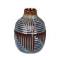 Βάζο Bulbous "Batista" Striped Κεραμικό Μπλε Brown PU H. 20 cm D. 15 cm