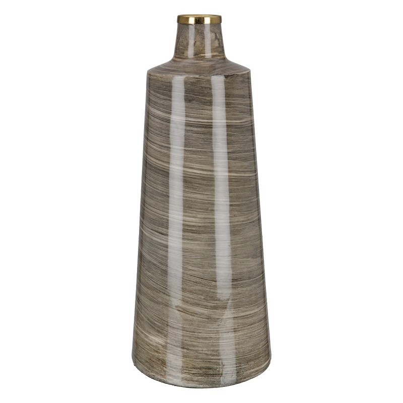 Βάζο Conical "Stripes" Μέταλλο Brown PU H. 48 cm D. 19 cm