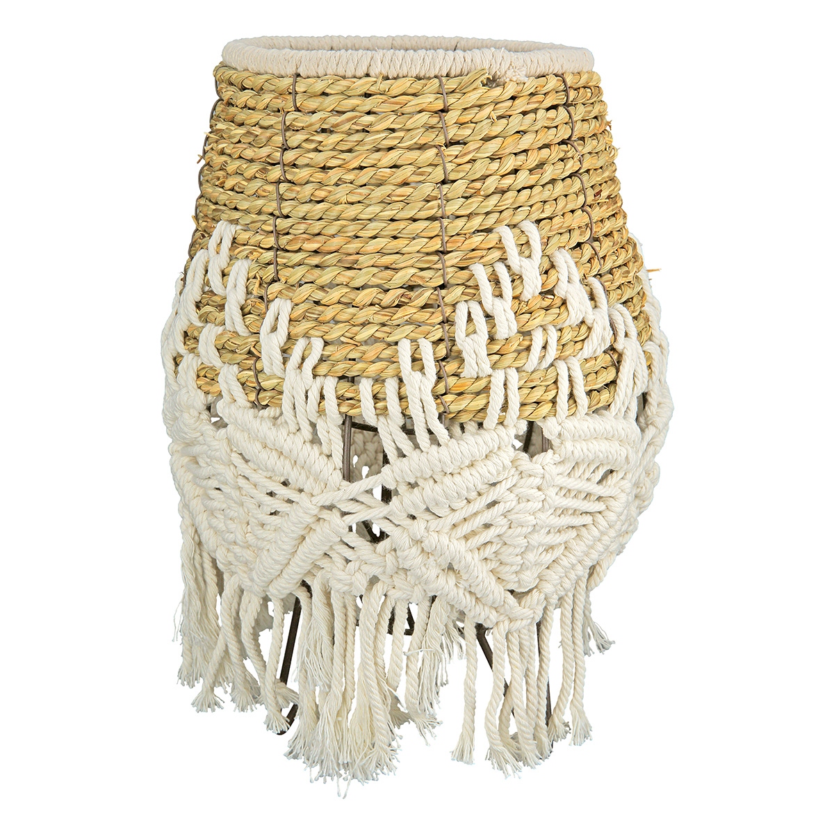 Φανάρι Καταιγίδας "Bossa" Bamboo Rattan Cream Ecru PU H. 33 cm D. 25 cm