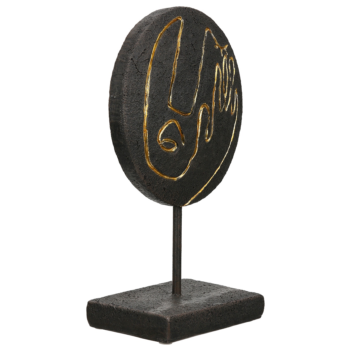 Stand Relief Round "Lice" Face Motif Πολυρεζίνη Μαύρο PU 15x8x24.5cm