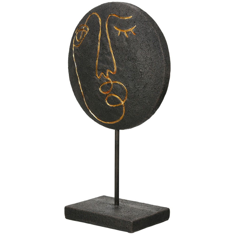 Stand Relief Round "Lice" Face Motif Πολυρεζίνη Μαύρο PU 19.5x10x35cm