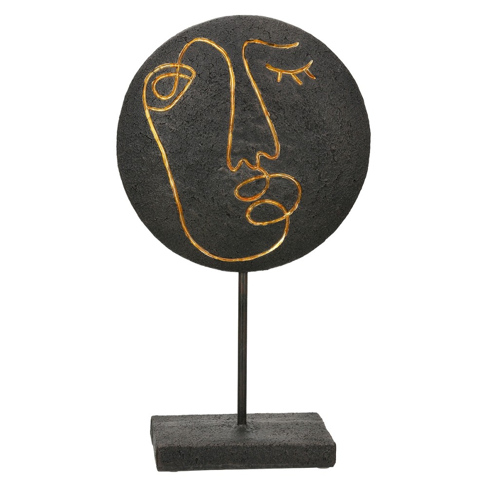 Stand Relief Round "Lice" Face Motif Πολυρεζίνη Μαύρο PU 19.5x10x35cm