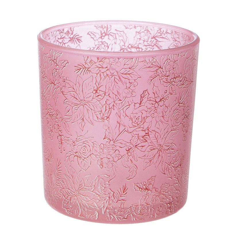 Φανάρι Καταιγίδας Cylindrical "Rose" Λουλουδάτο Pattern Γυάλινο Clear Rose PU 18 Pcs. Assorted H. cm D. 7 cm