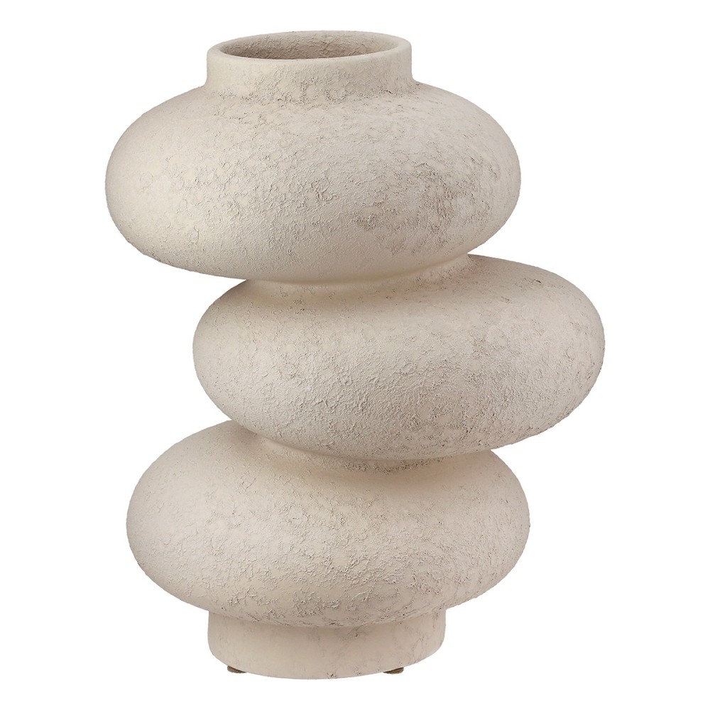 Βάζο "Stone" Κεραμικό Light Gray PU H. 21 cm D. 17 cm