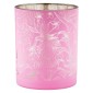 Φανάρι Καταιγίδας Cylindrical "Tropic" Leaf Motif Γυάλινο Πράσινο Pink PU Pcs. Assorted H. 125 cm D. 10 cm