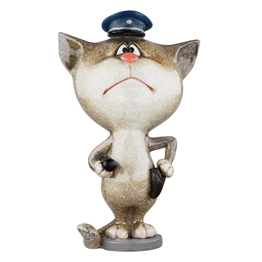 Φιγούρα Cat "Policeman" Πολυμερές Γκρι PU 4 8x6x13.5cm