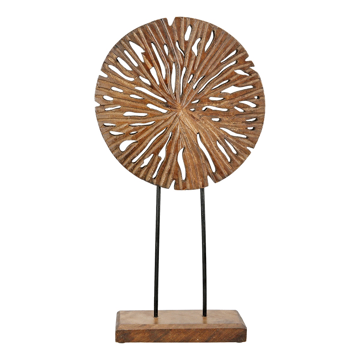 Stand Relief Round "Disk" Mango Ξύλο Μαύρο Brown PU 24x8x47cm