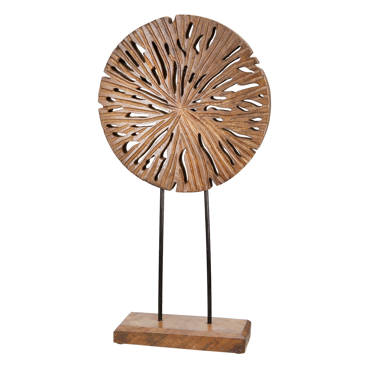 Stand Relief Round "Disk" Mango Ξύλο Μαύρο Brown PU 24x8x47cm