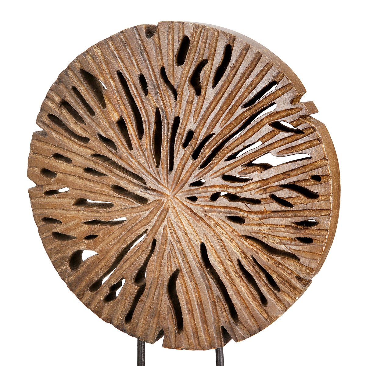 Stand Relief Round "Disk" Mango Ξύλο Μαύρο Brown PU 24x8x47cm