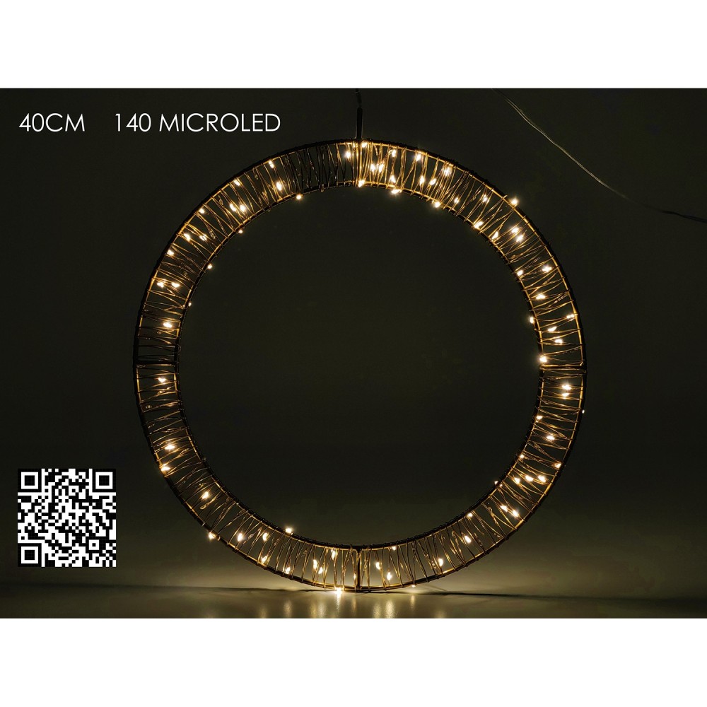 Στεφάνι Φωτιζόμενο 140 Micro LED Θερμό Φως Φ40cm