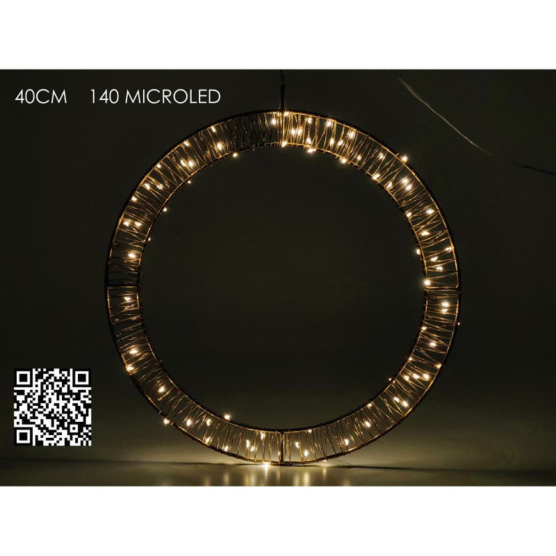 Στεφάνι Φωτιζόμενο 140 Micro LED Θερμό Φως Φ40cm