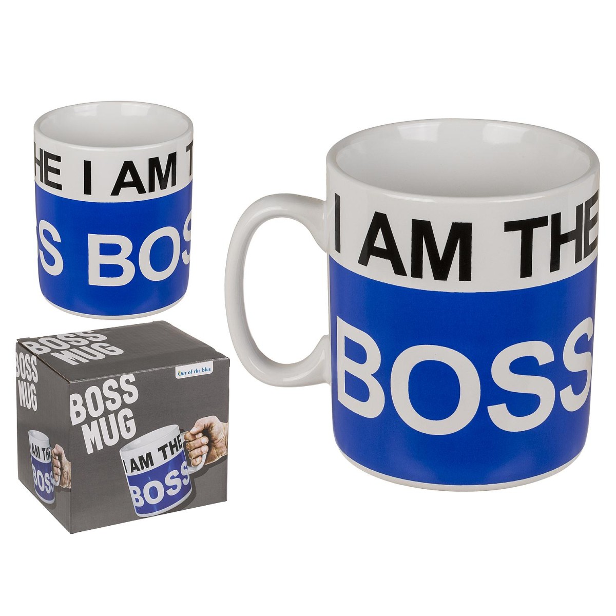 Κούπα 'I AM THE BOSS' 1lt Λευκό/Μπλε Κεραμικό 13x11cm