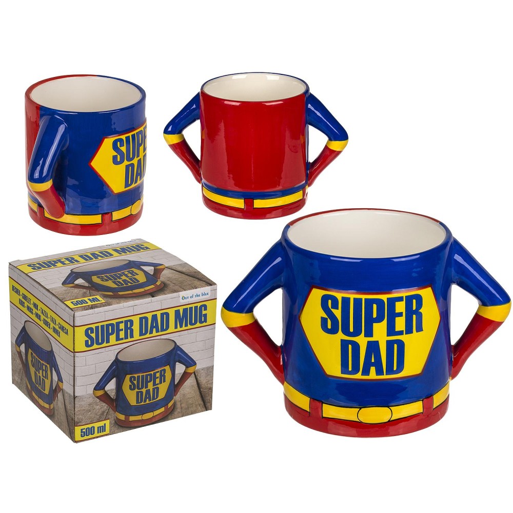 Κούπα 'Super Dad' 500ml Κόκκινο/Μπλε Κεραμικό 18x11cm