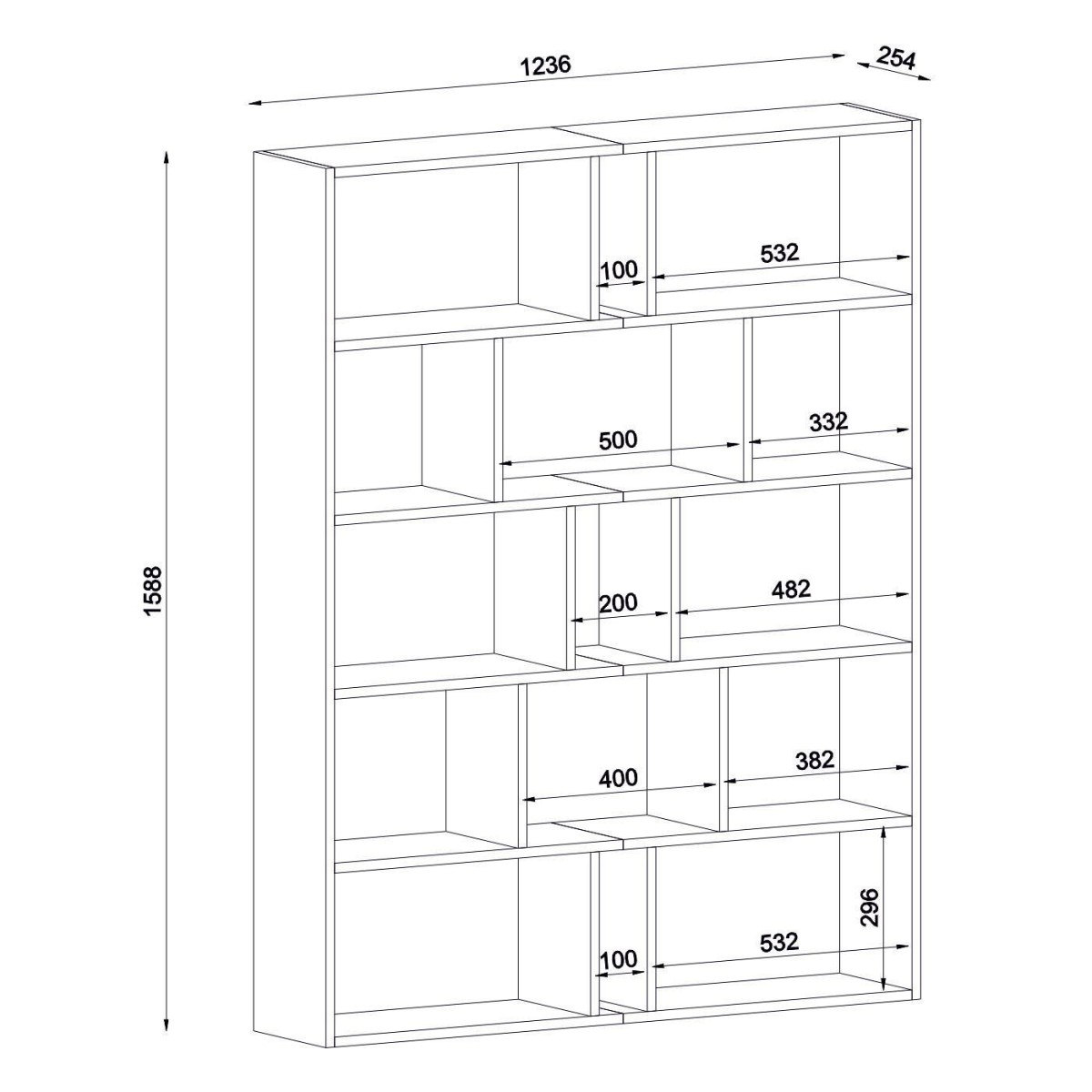 Βιβλιοθήκη ArteLibre Idra Ανοιχτό Καφέ/Σκούρο Καφέ 124x26x159cm