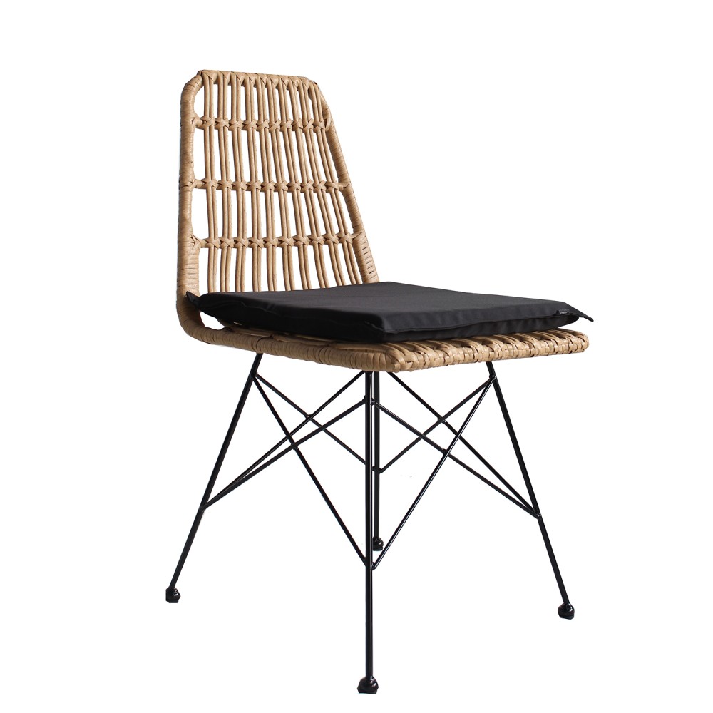 Καρέκλα Κήπου ArteLibre ALFONSE Φυσικό/Μαύρο Μέταλλο/Rattan 47x62x81cm