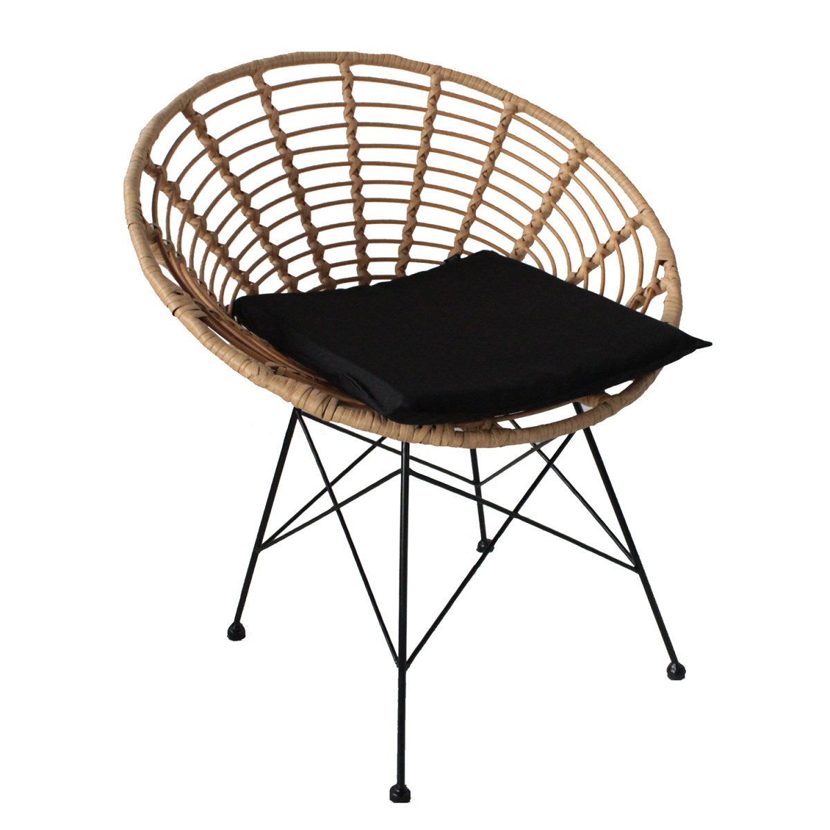 Καρέκλα Κήπου ArteLibre AELIUS Φυσικό/Μαύρο Μέταλλο/Rattan 72x62x78cm