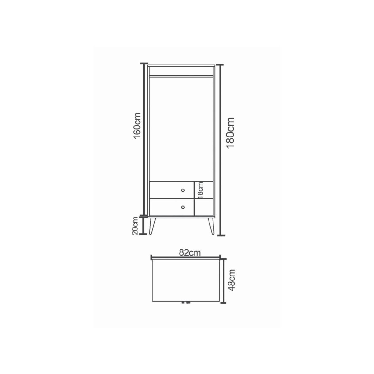 Ντουλάπα Δίφυλλη ArteLibre AMARI Δρυς Μοριοσανίδα 82x48x180cm