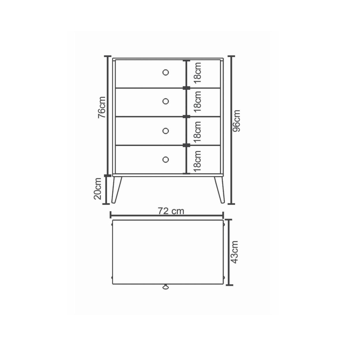 Συρταριέρα ArteLibre AMARI Δρυς Μοριοσανίδα 72x43x96cm