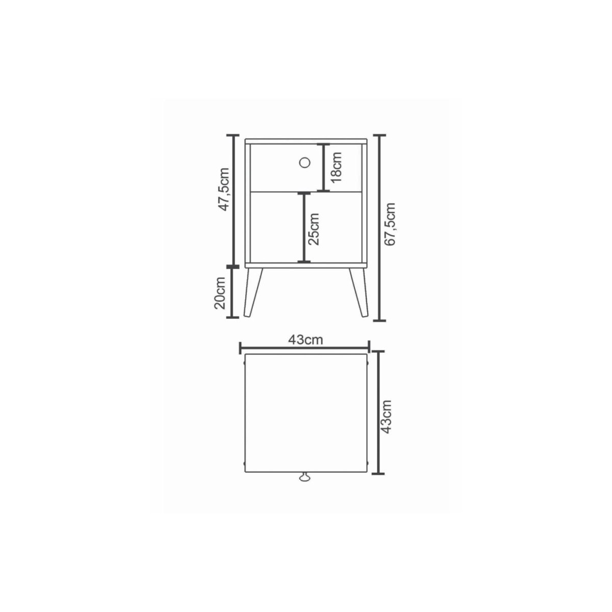 Κομοδίνο ArteLibre AMARI Δρυς/Ανθρακί Μοριοσανίδα 43x43x67.5cm