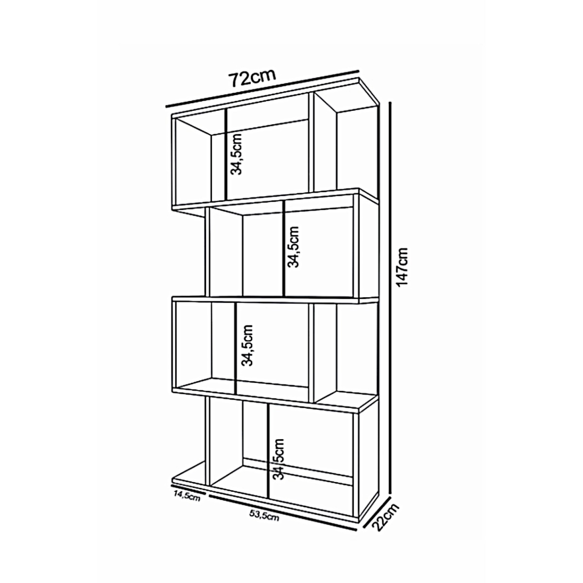 Βιβλιοθήκη ArteLibre CHIUMBO Δρυς/Λευκό Μοριοσανίδα 72x22x147cm