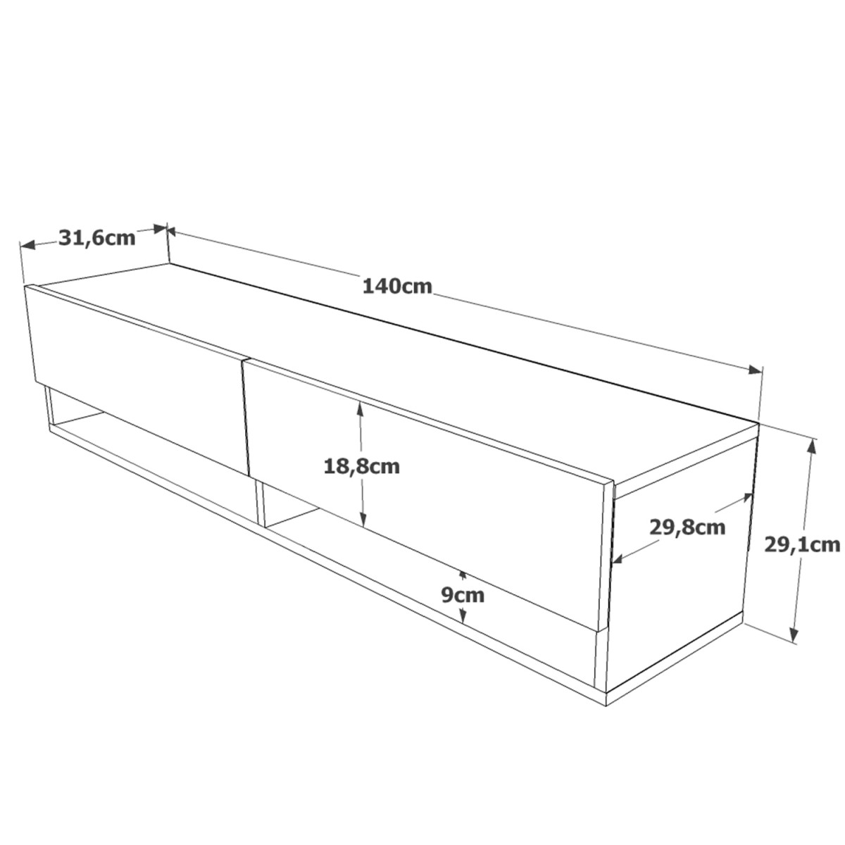 Έπιπλο Τηλεόρασης ArteLibre SOLVA Πεύκο Μοριοσανίδα 140x31.6x29.6cm