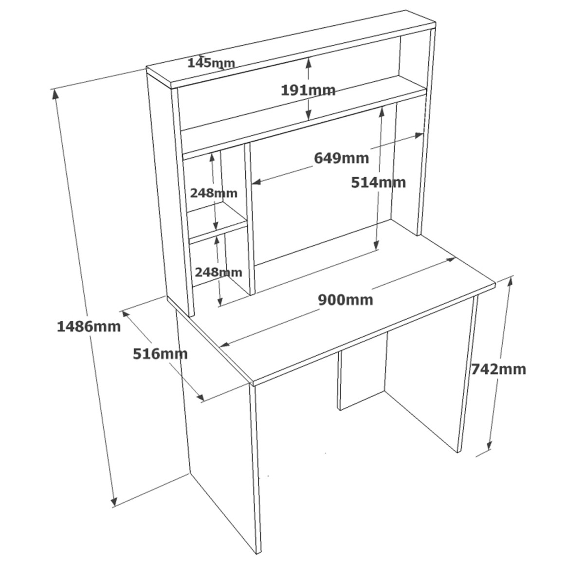 Γραφείο ArteLibre BROMPTON Πεύκο/Λευκό Μοριοσανίδα 90x51.6x148cm