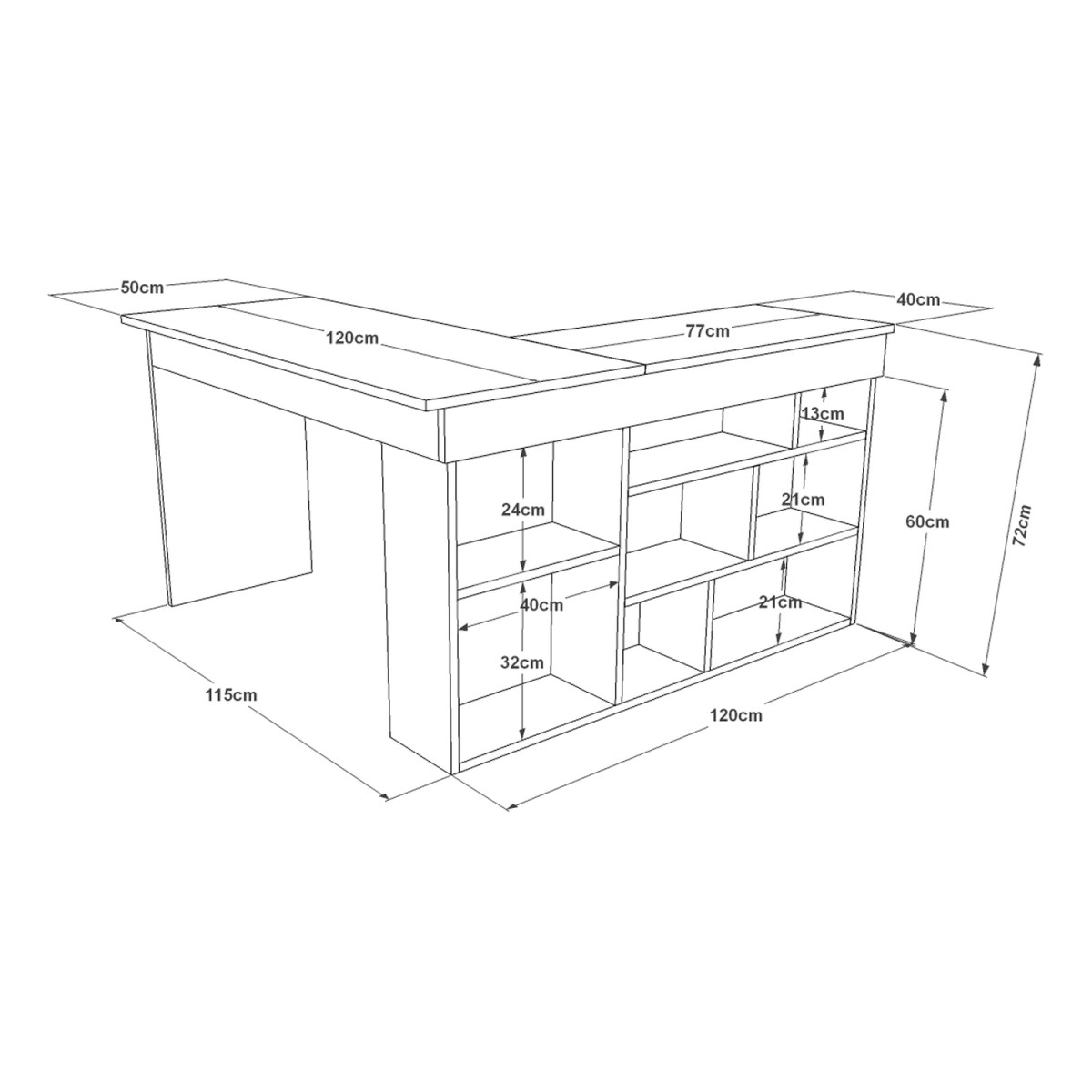 Γραφείο ArteLibre CANN Πεύκο/Ανθρακί Μοριοσανίδα 115x120x72cm