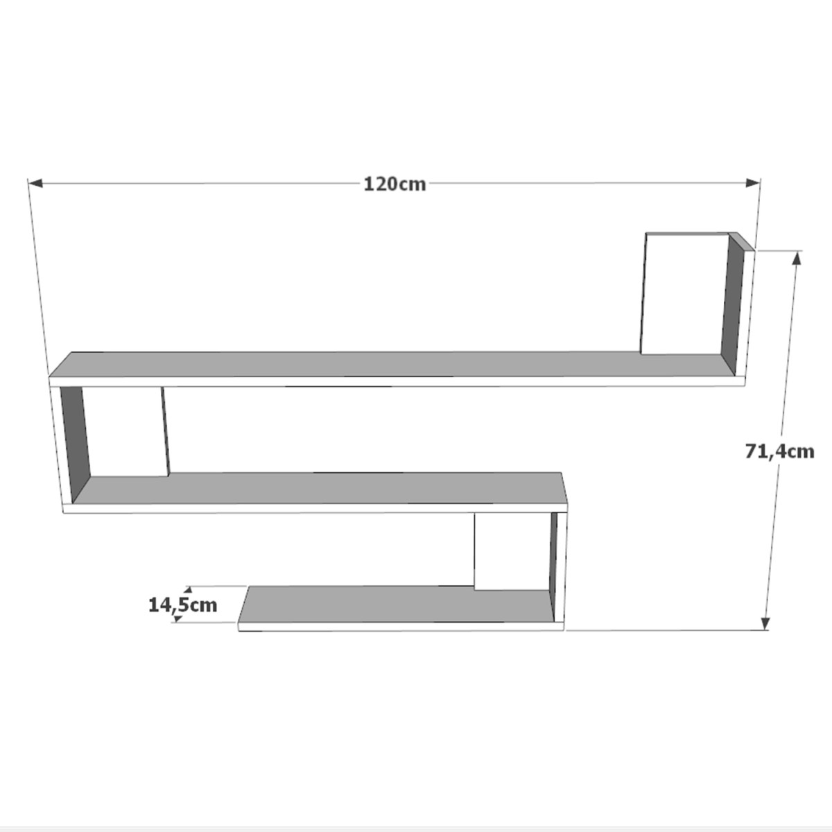 Ράφι Τοίχου ArteLibre EALING Πεύκο Μοριοσανίδα 120x145x71.4cm