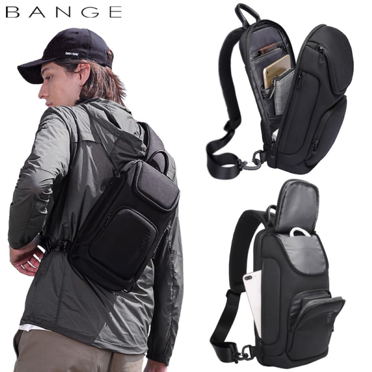 Τσαντάκι ώμου χιαστί crossbody Bange 7565 μαύρο