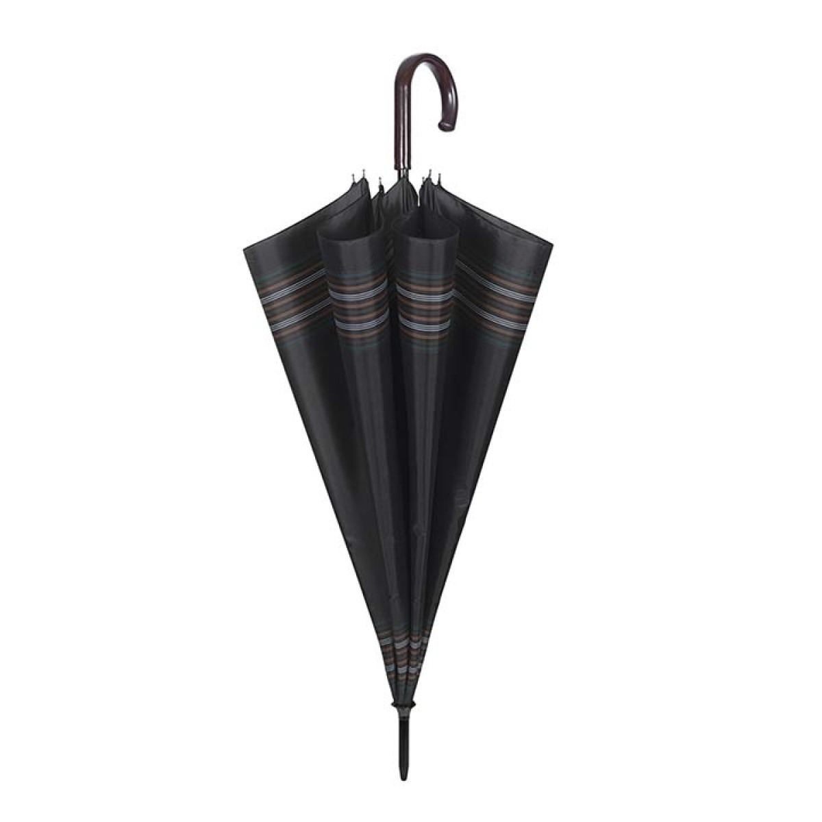 Umbrella Gent Golf 65/8 Aut. black with border stripe καφέ