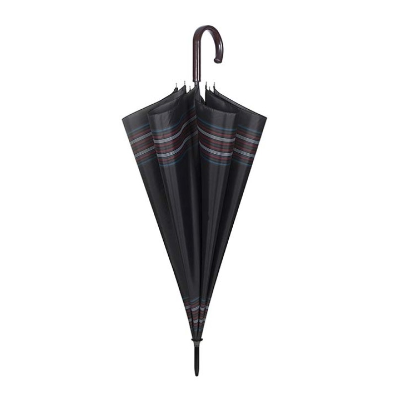 Umbrella Gent Golf 65/8 Aut. black with border stripe κόκκινο