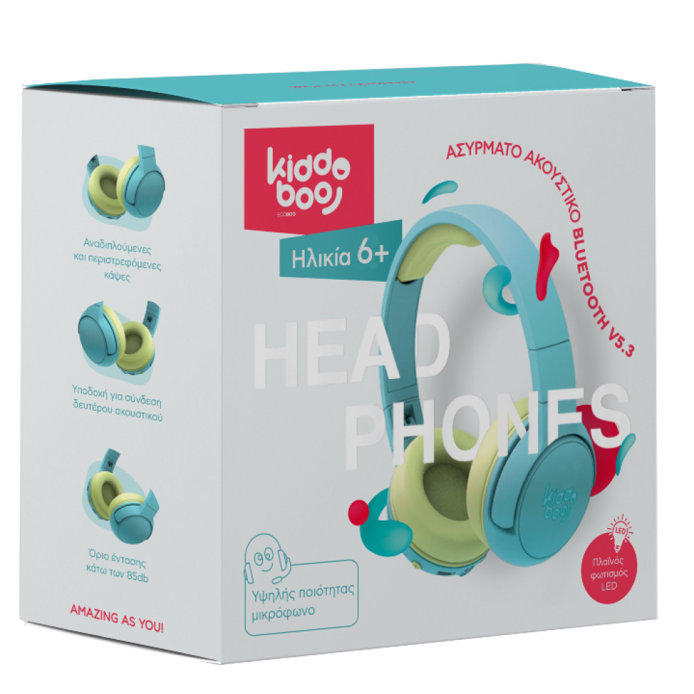 Kiddoboo Bluetooth Headphones Ocean (Mint)