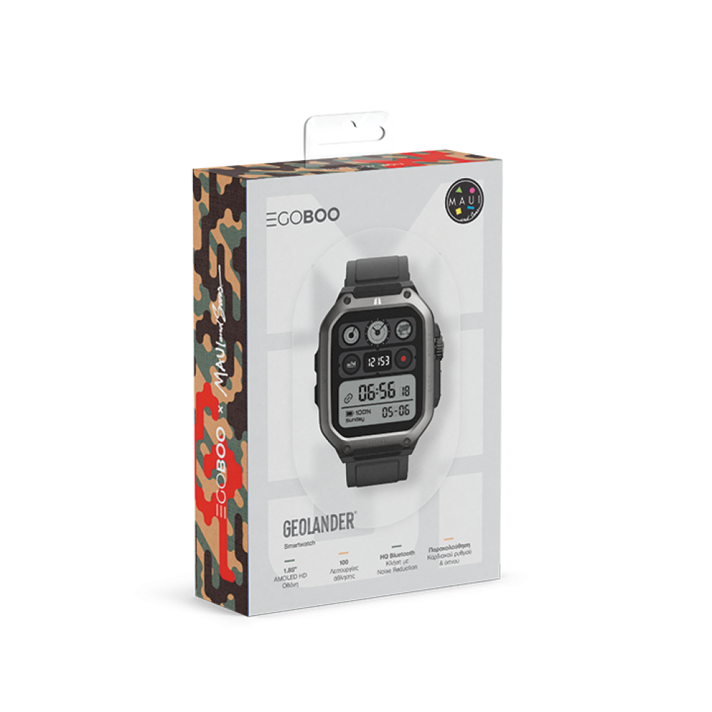 Egoboo X MAUI Smartwatch GeoLander, Black