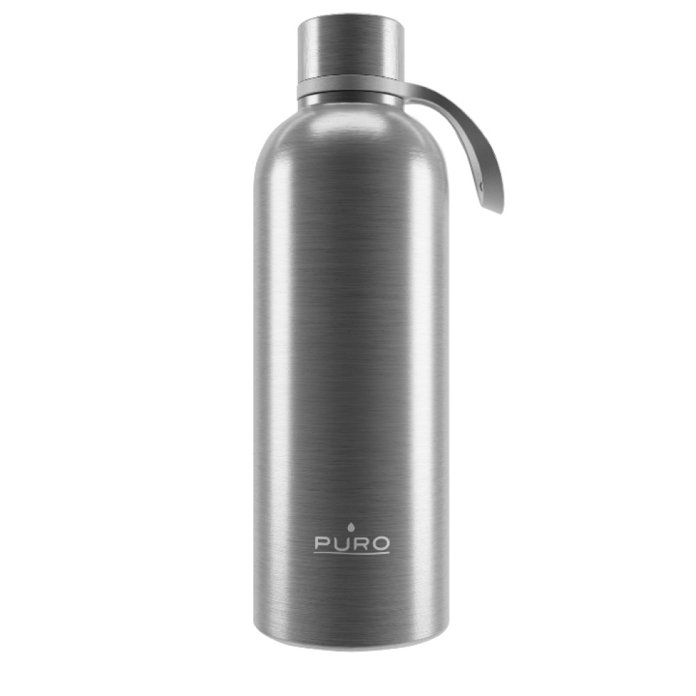 Puro ''DOUBLE WALL'' bottle with lace 750ml, steel