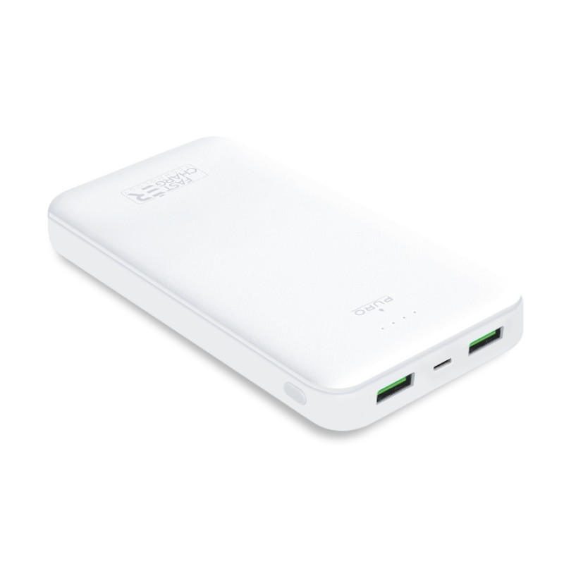 Puro White Power Bank 20000mAh 2USBA  + 1 USB-C 12W Li-Poly pack FSC White