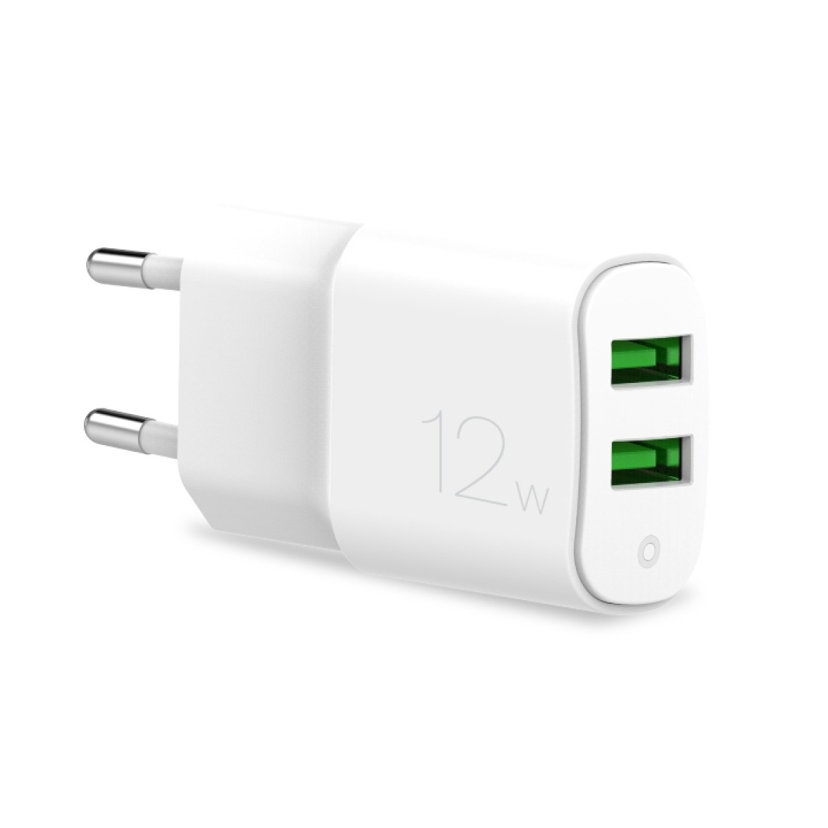 Puro White Fast Charger Mini Travel Charger 2 USB-A, 12W White