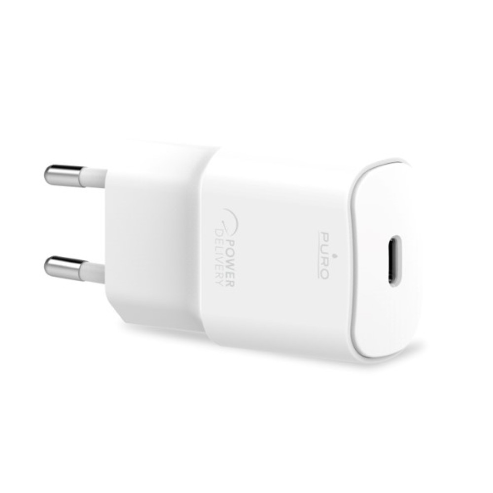 Puro White Fast Charger Power Delivery Mini Travel Charger 1 USB-C, 20W White