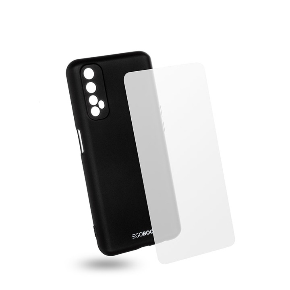 EGOBOO backcover for  Realme 7i, Black + Tempered Glass