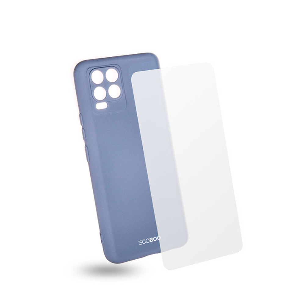 EGOBOO backcover for Realme 8/8 Pro, Light Grey + Tempered Glass