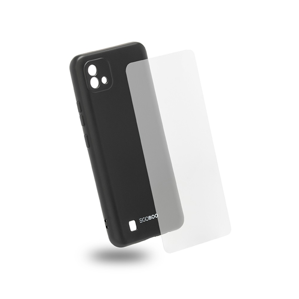 EGOBOO backcover for Realme C11 2021, black + Tempered Glass