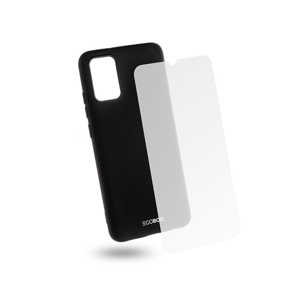 EGOBOO backcover for Samsung A02s, Black + Tempered Glass