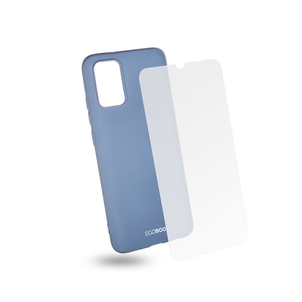 EGOBOO backcover for Samsung A02s, Light Grey + Tempered Glass